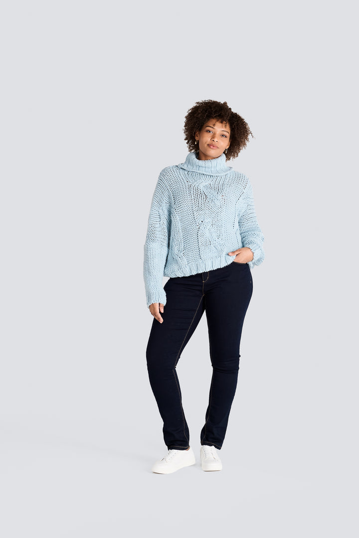 Chunky Turtleneck Cable Front Sweater
