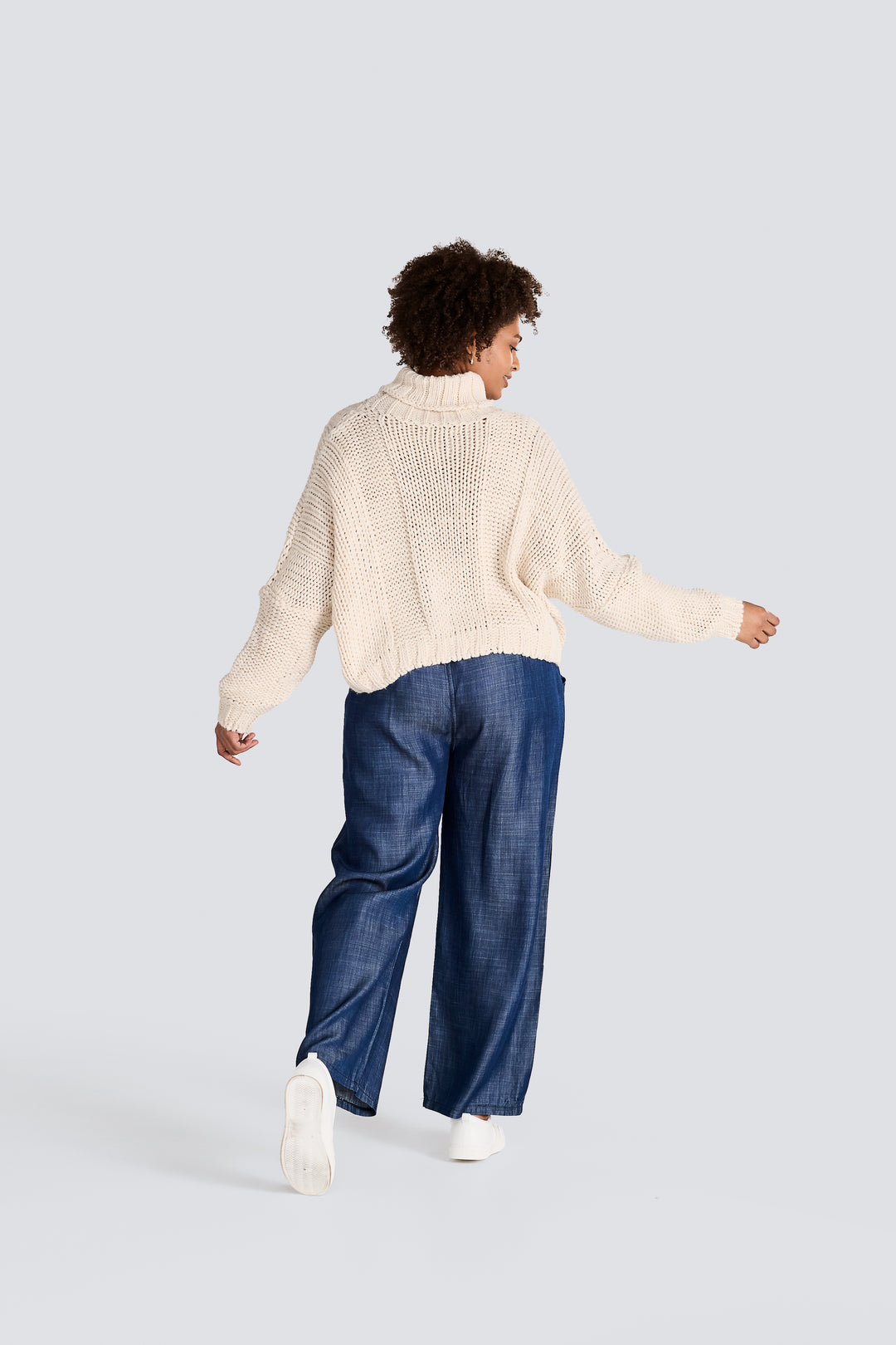 Chunky Turtleneck Cable Front Sweater