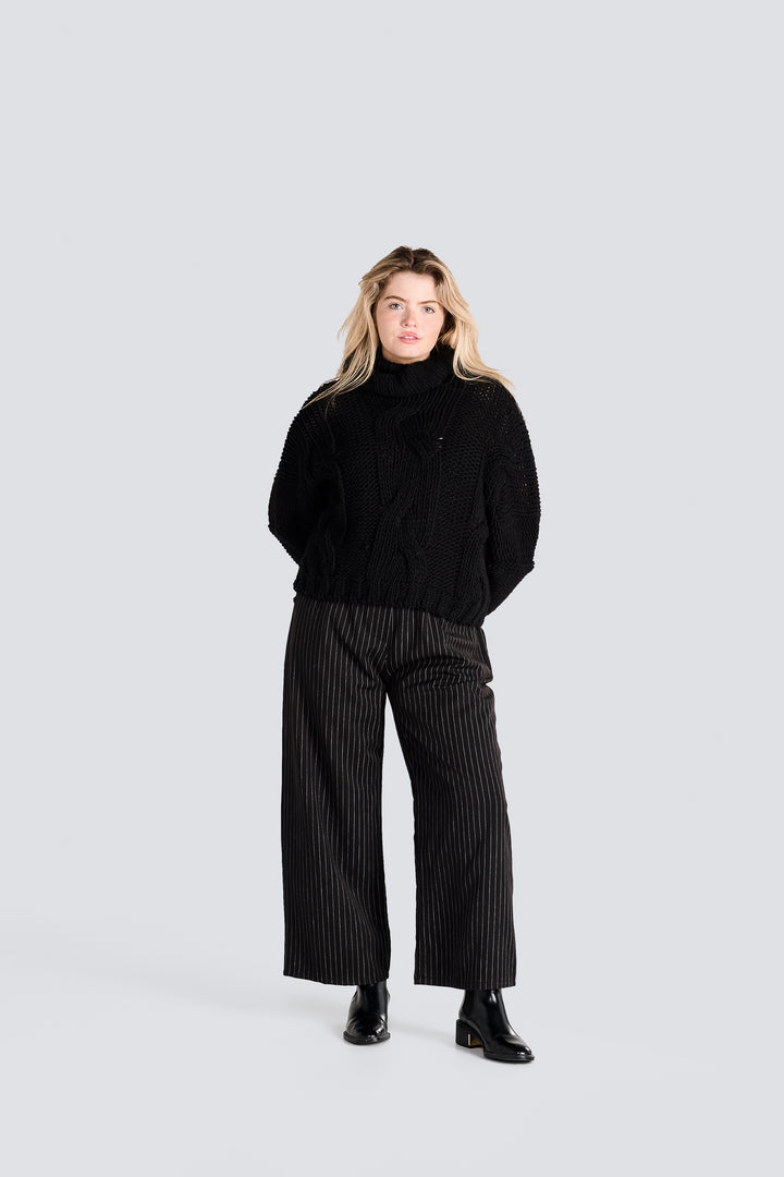 Chunky Turtleneck Cable Front Sweater