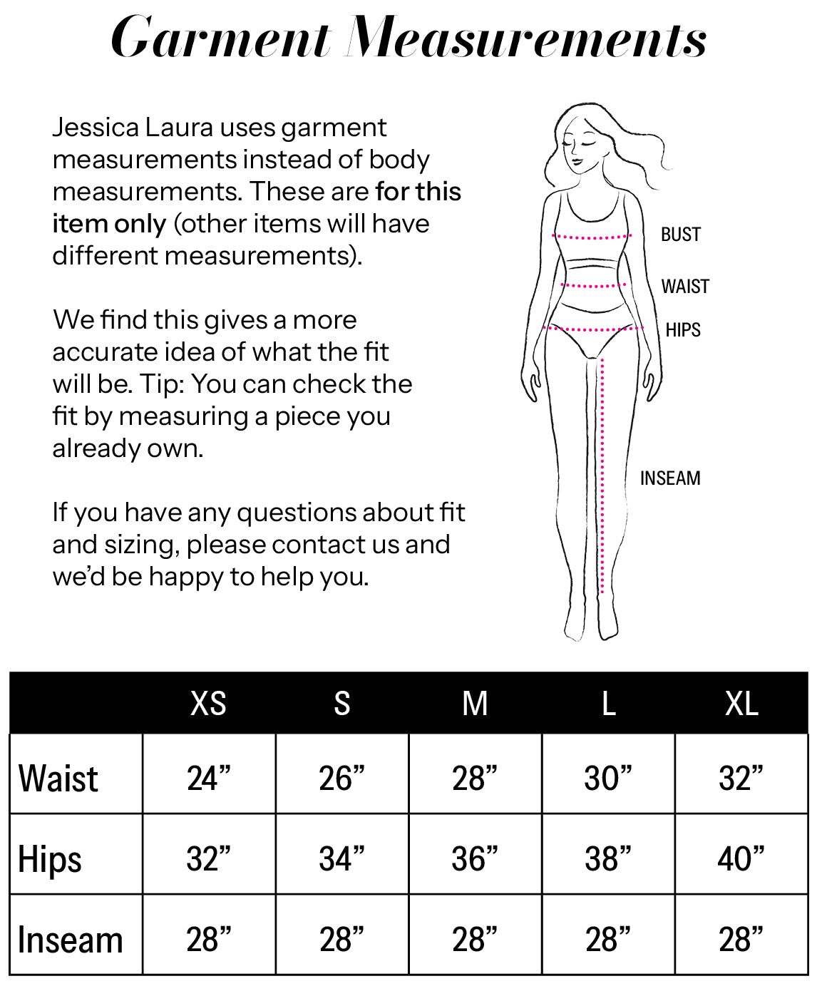 Lounge Pant size chart