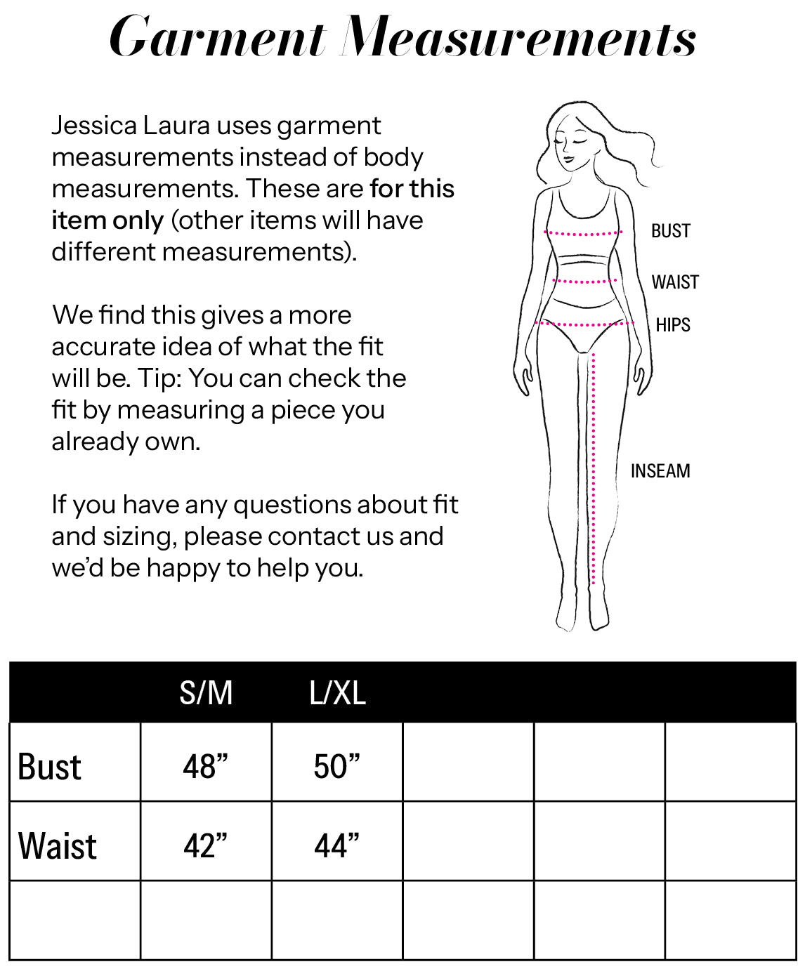Limoncello Sweater size chart