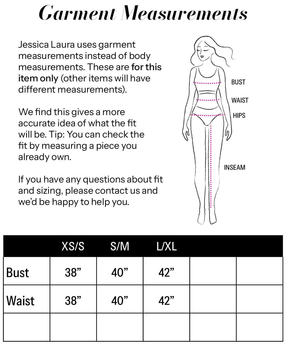 Cherry Vest size chart