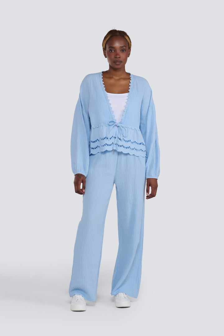 Waffle Tie Front Top