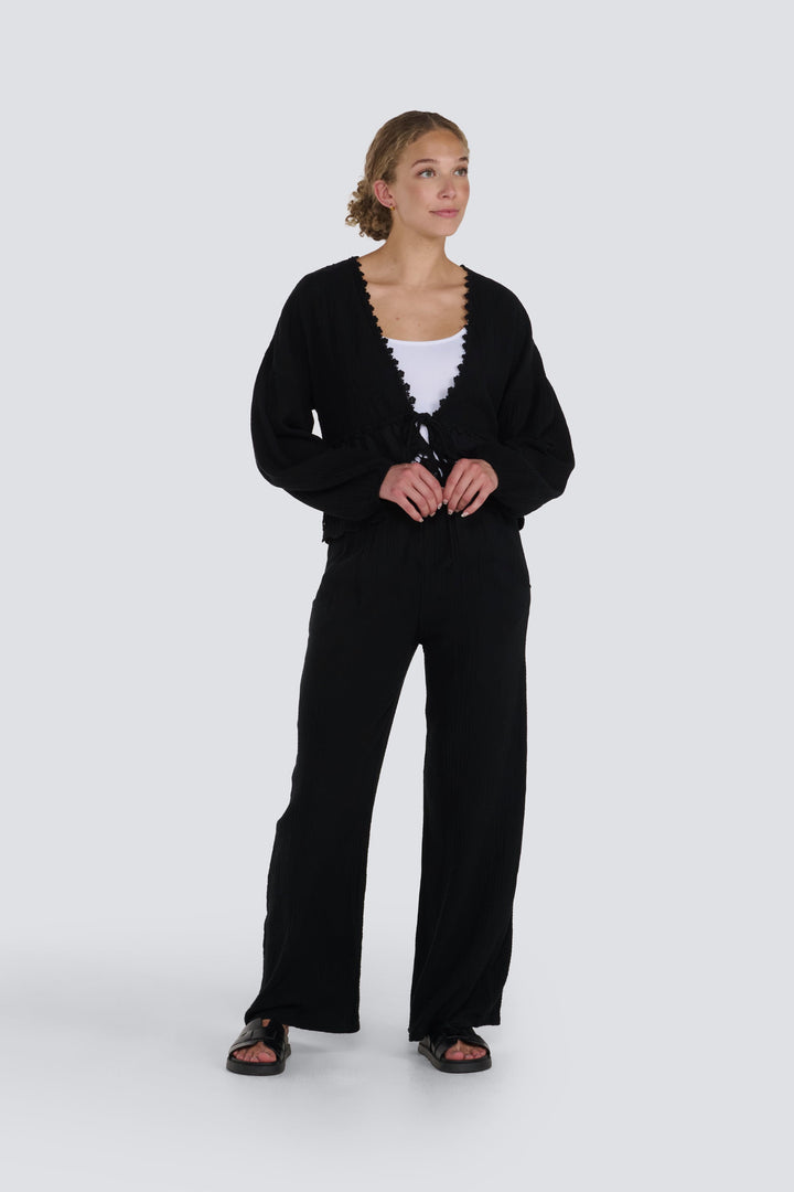 Waffle Tie Front Top