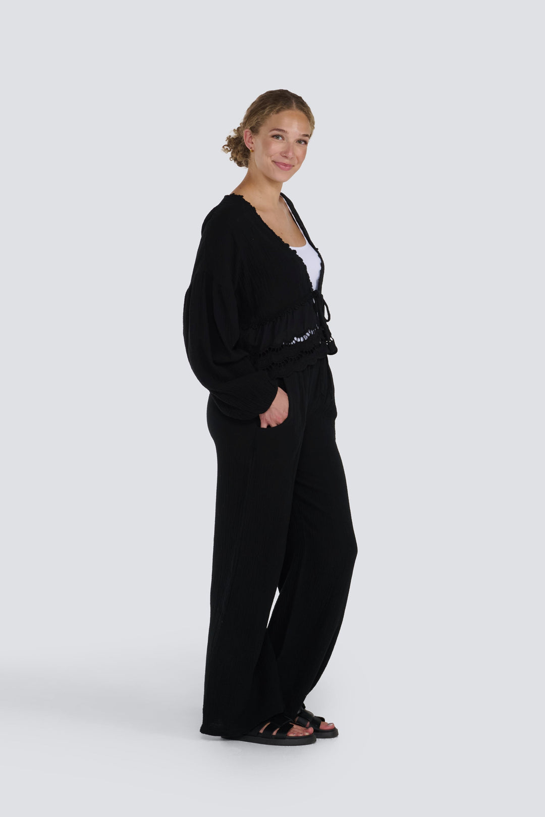 Waffle Tie Front Top