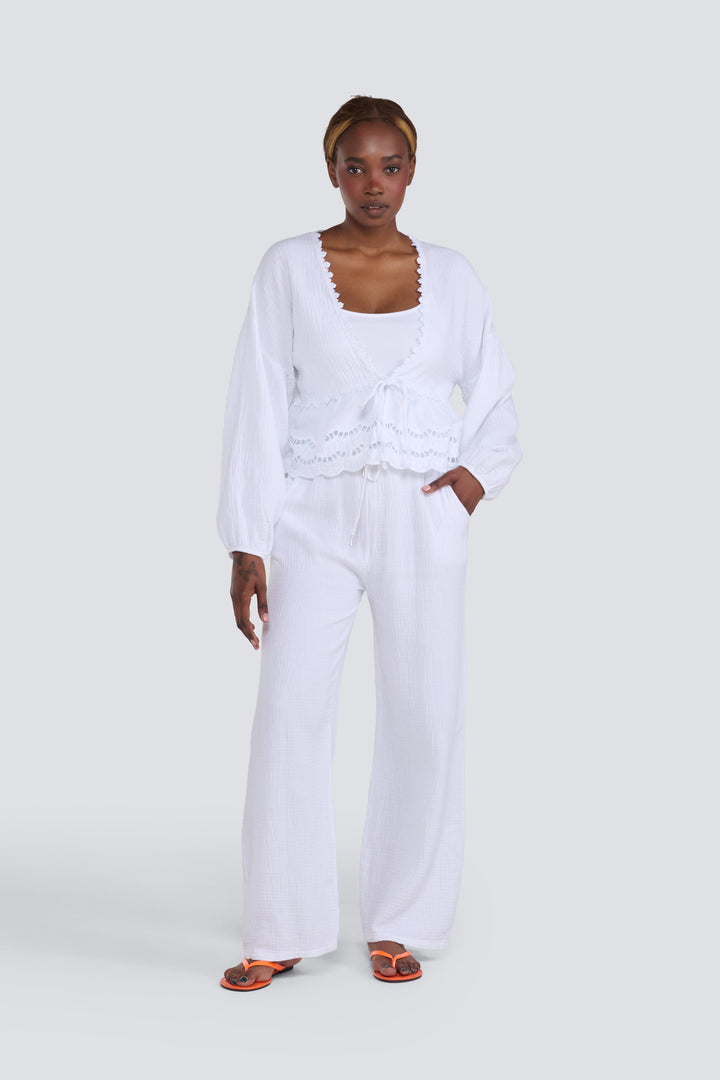 Waffle Tie Front Top