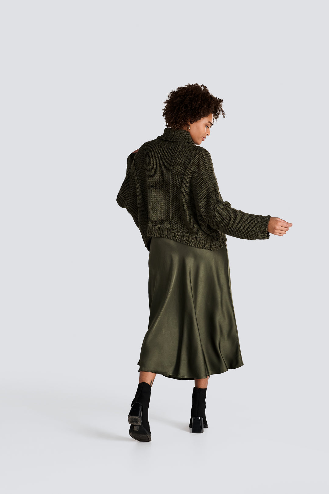 Chunky Turtleneck Cable Front Sweater