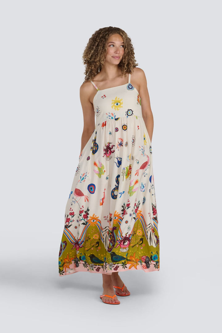 Abstract Print Strappy Dress