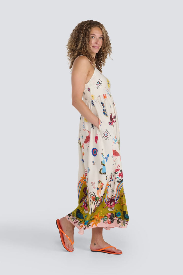 Abstract Print Strappy Dress
