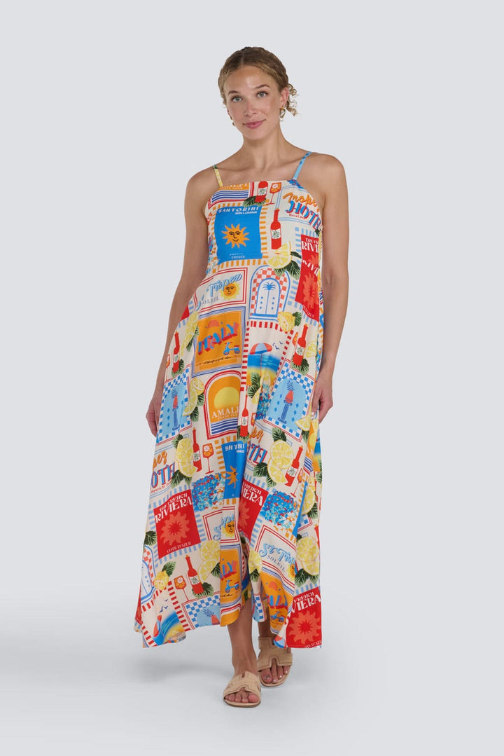 Italy Print Strappy Dress