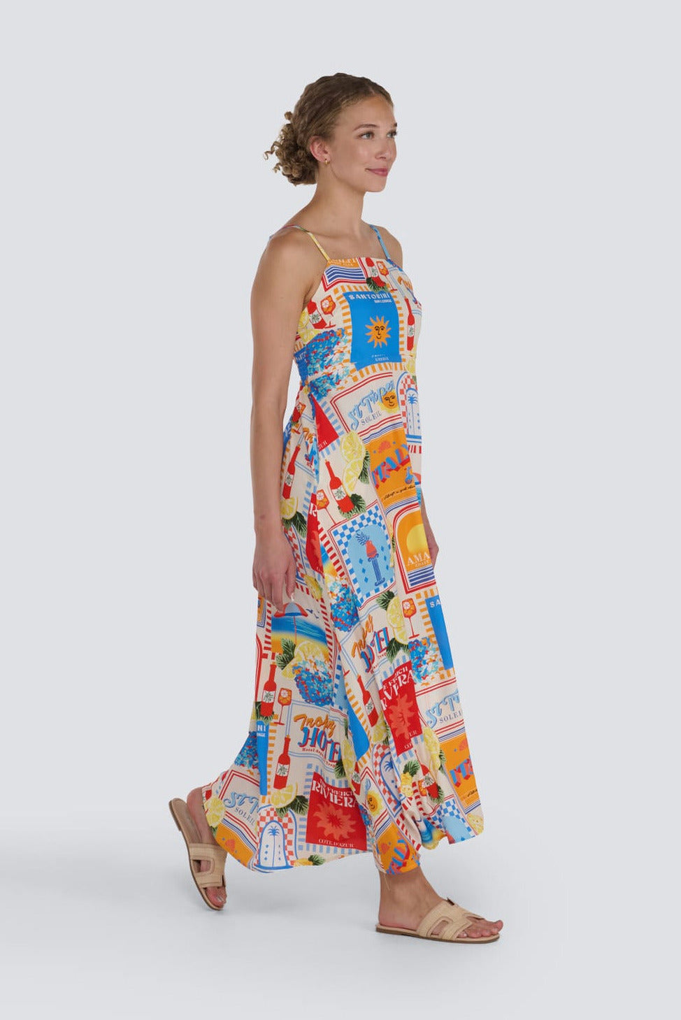 Italy Print Strappy Dress