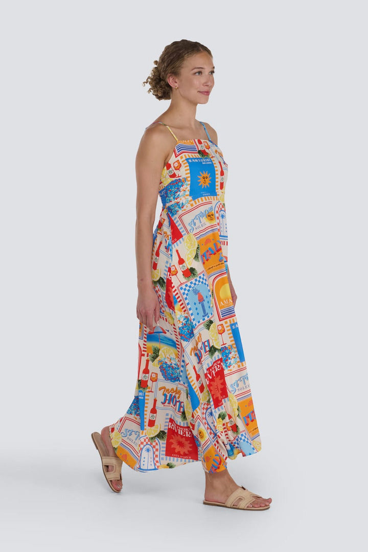 Italy Print Strappy Dress
