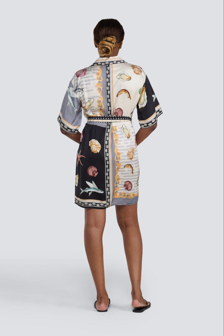 Shell Print Belted Dress