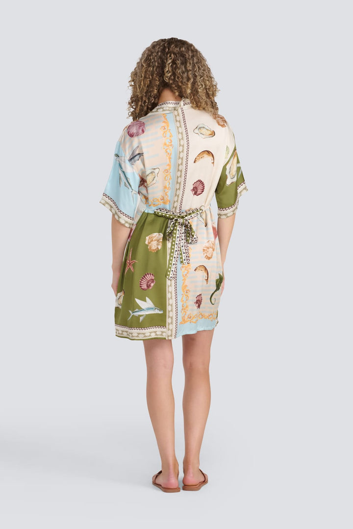 Shell Print Belted Dress