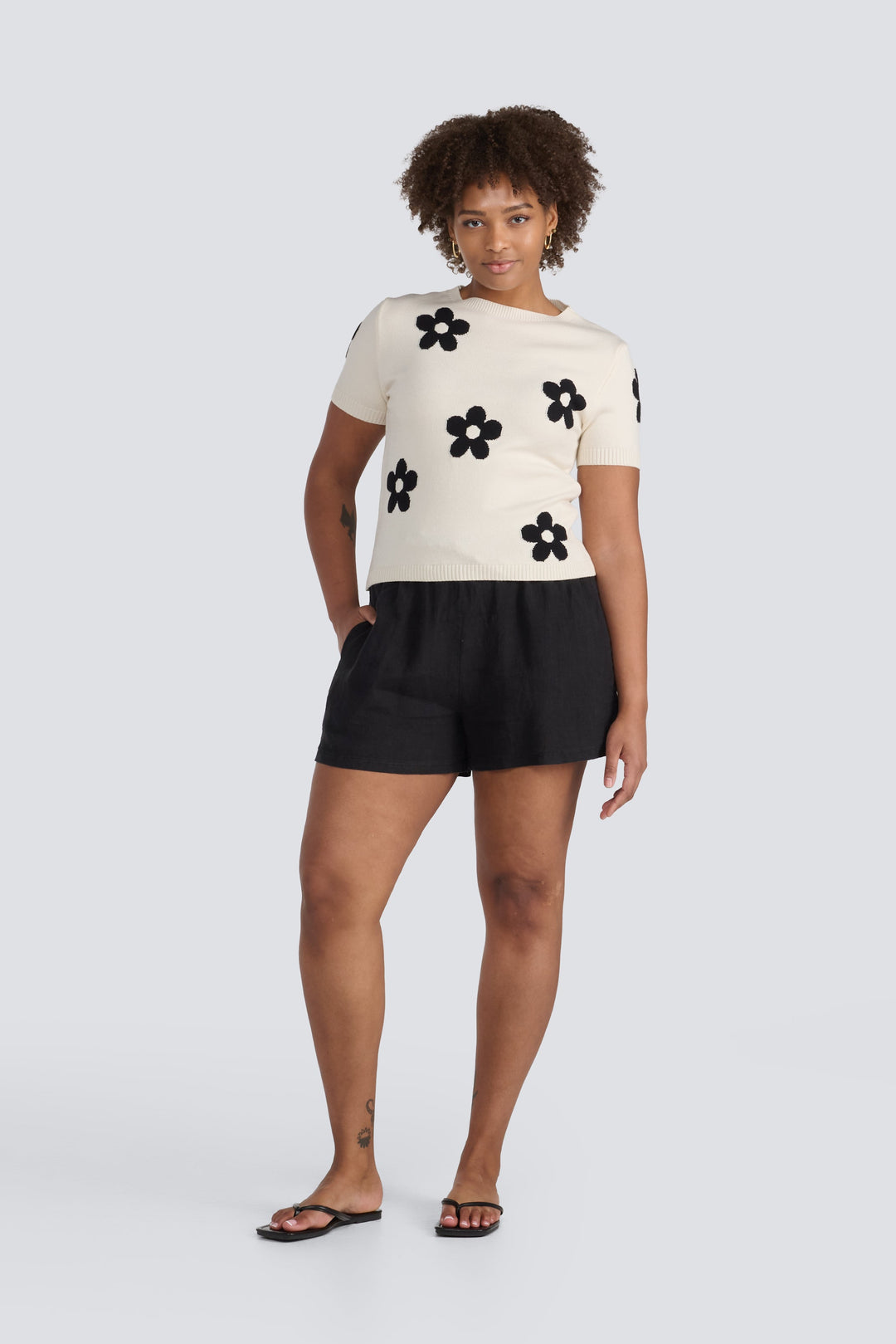 Short Sleeve Daisy Sweater