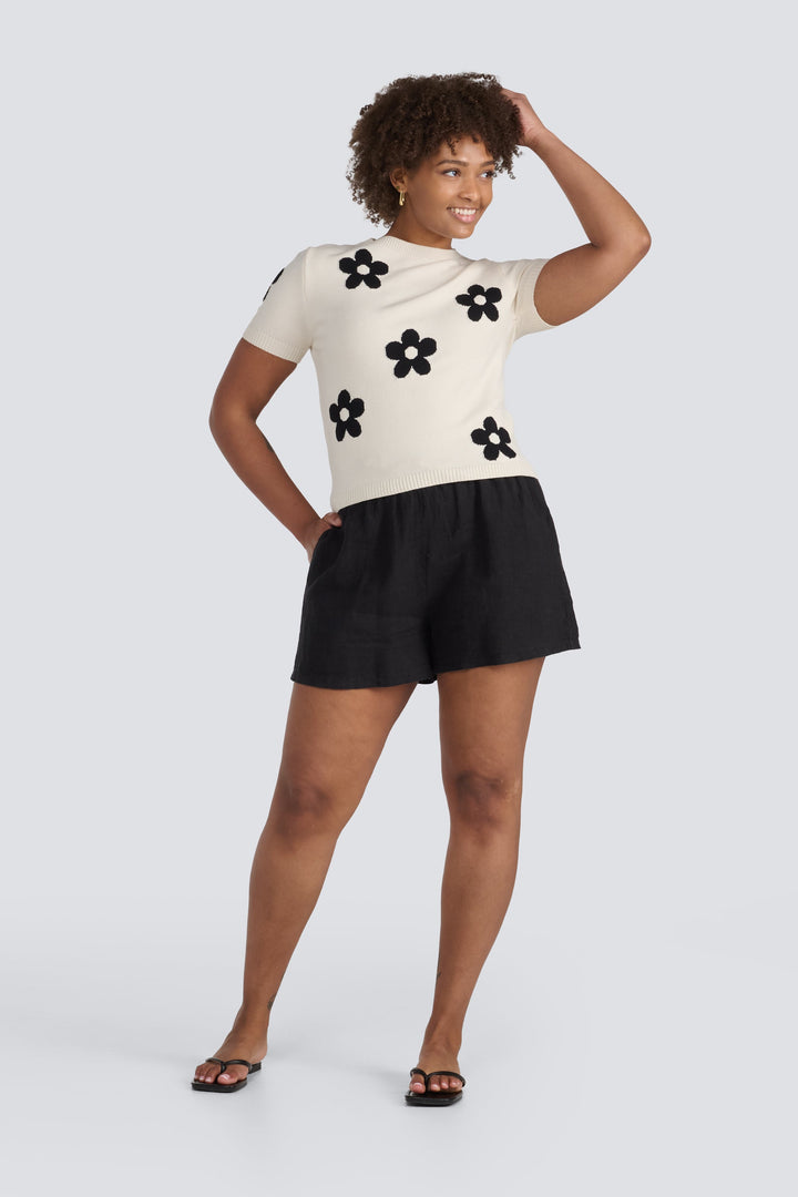 Short Sleeve Daisy Sweater