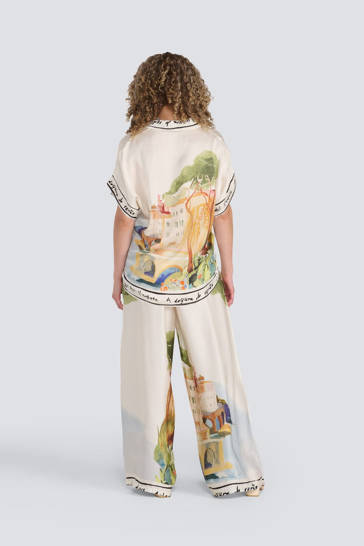 Italy Print Silk Pant