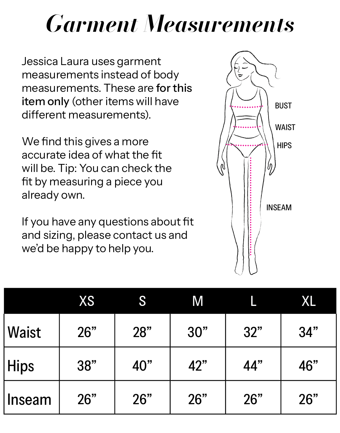 Essential Linen Pant size chart