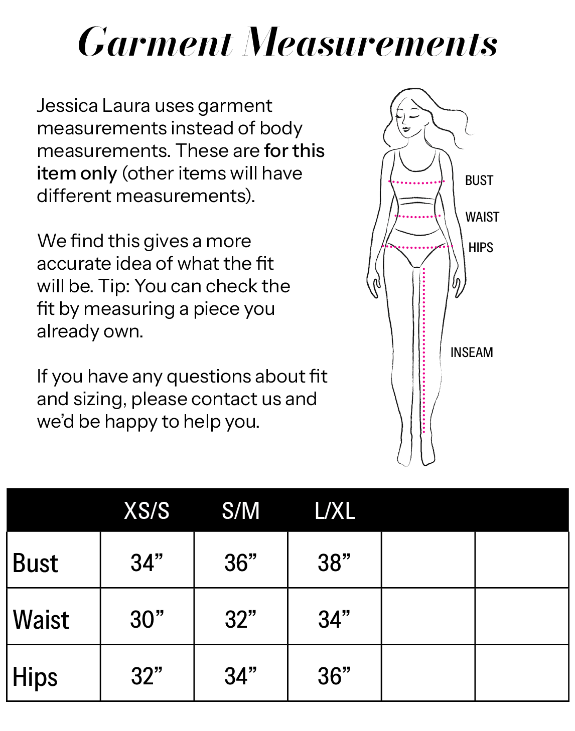 Funnel Neck Dress size chart