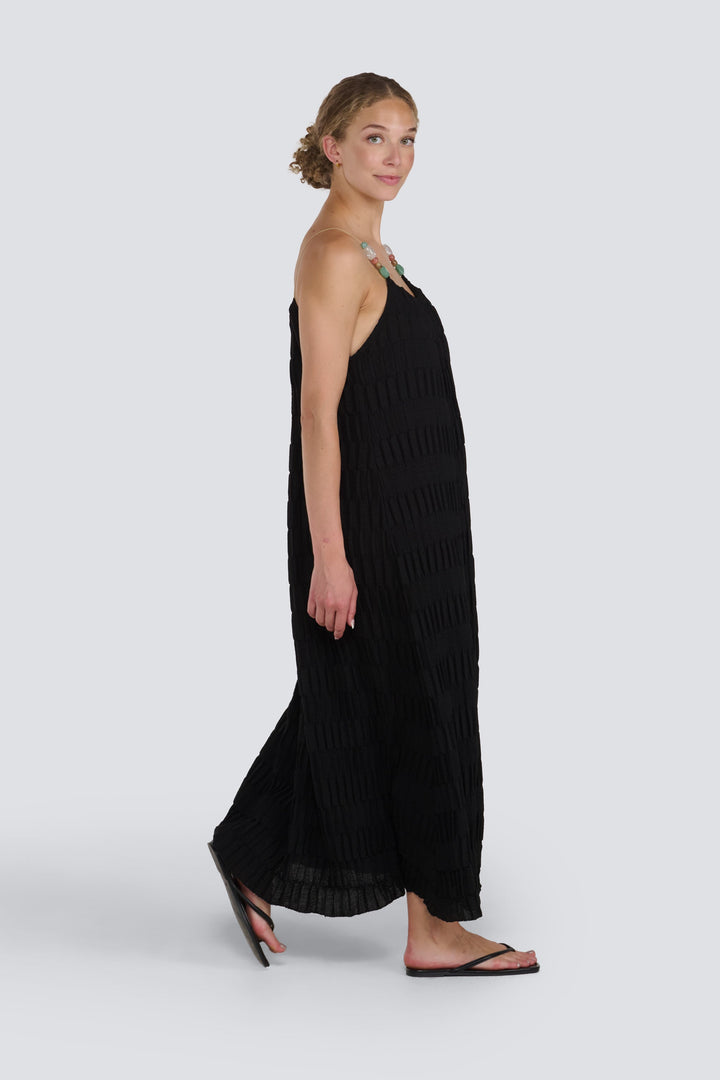 Textured Dress with Beaded Straps