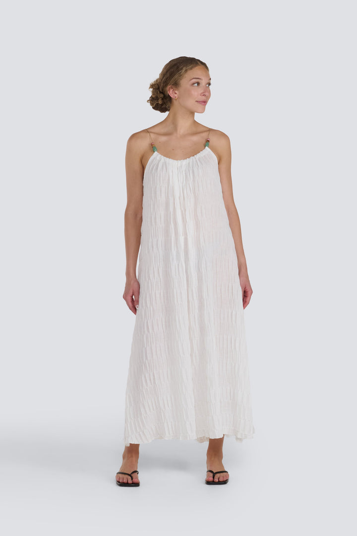 Textured Dress with Beaded Straps