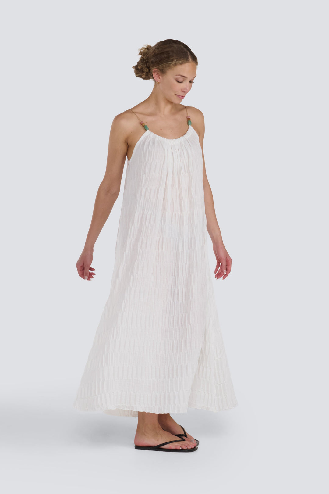 Textured Dress with Beaded Straps