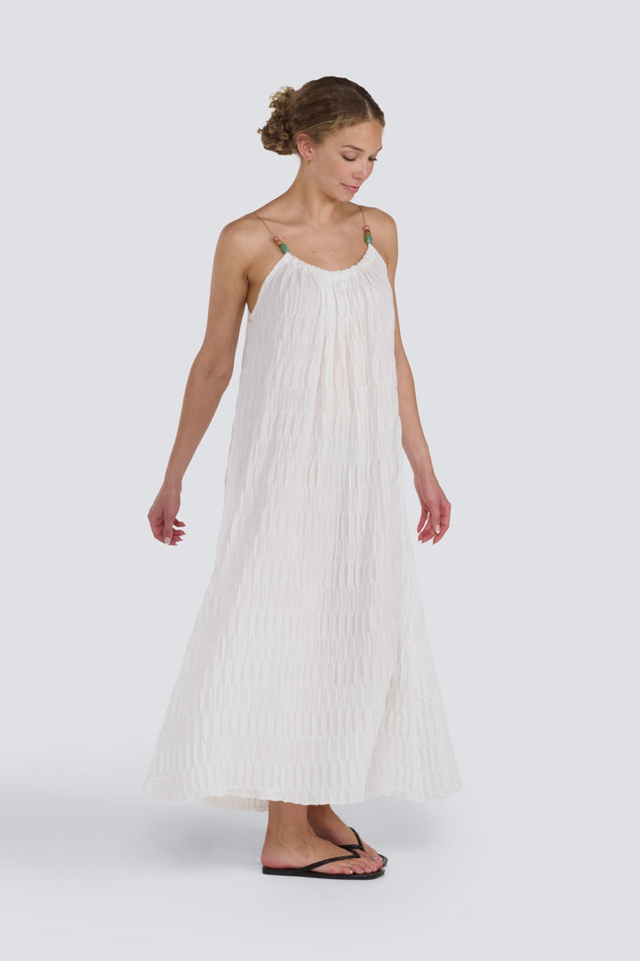 Textured Dress with Beaded Straps