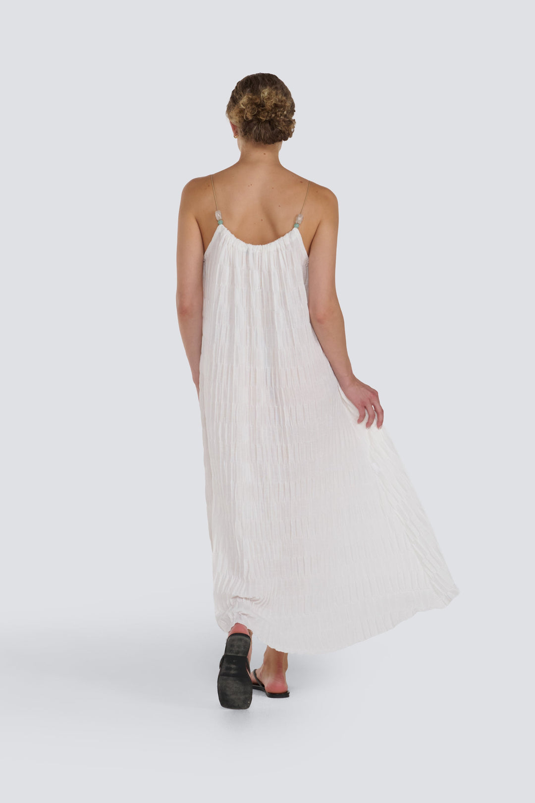 Textured Dress with Beaded Straps