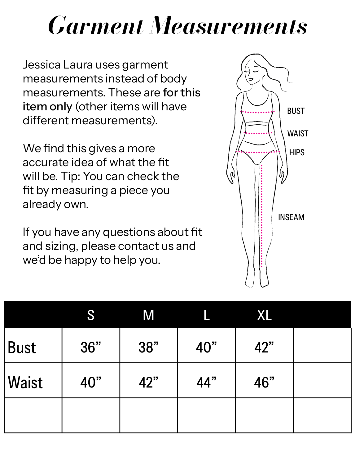 Jungle Print T-Shirt size chart