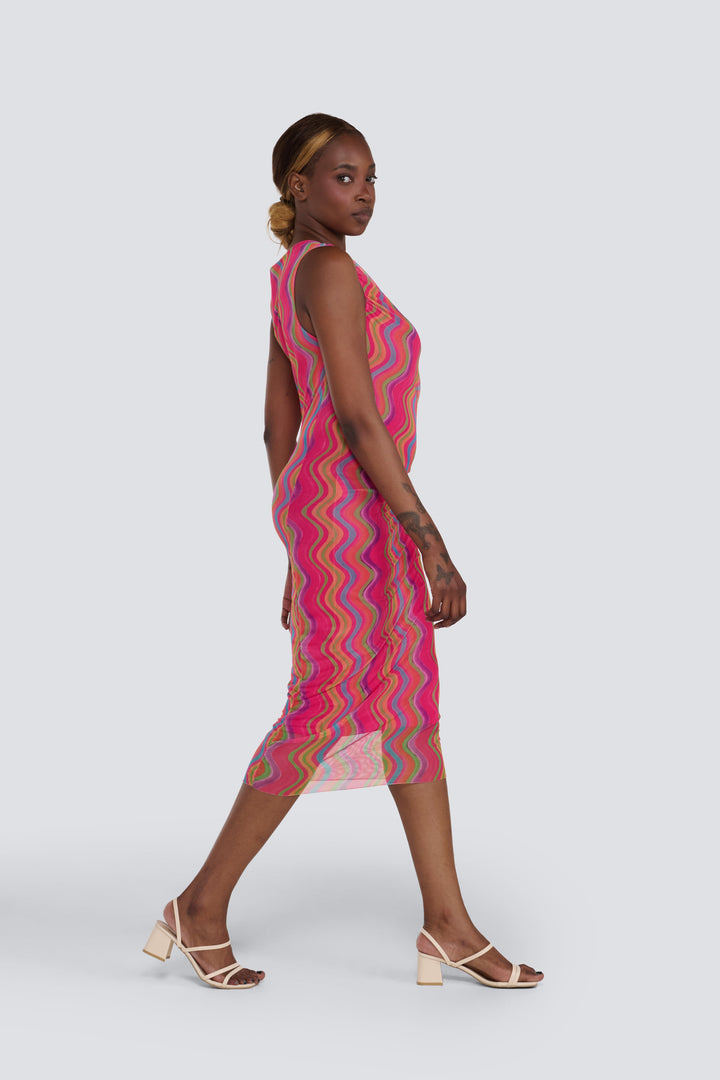 Printed Mesh Dress