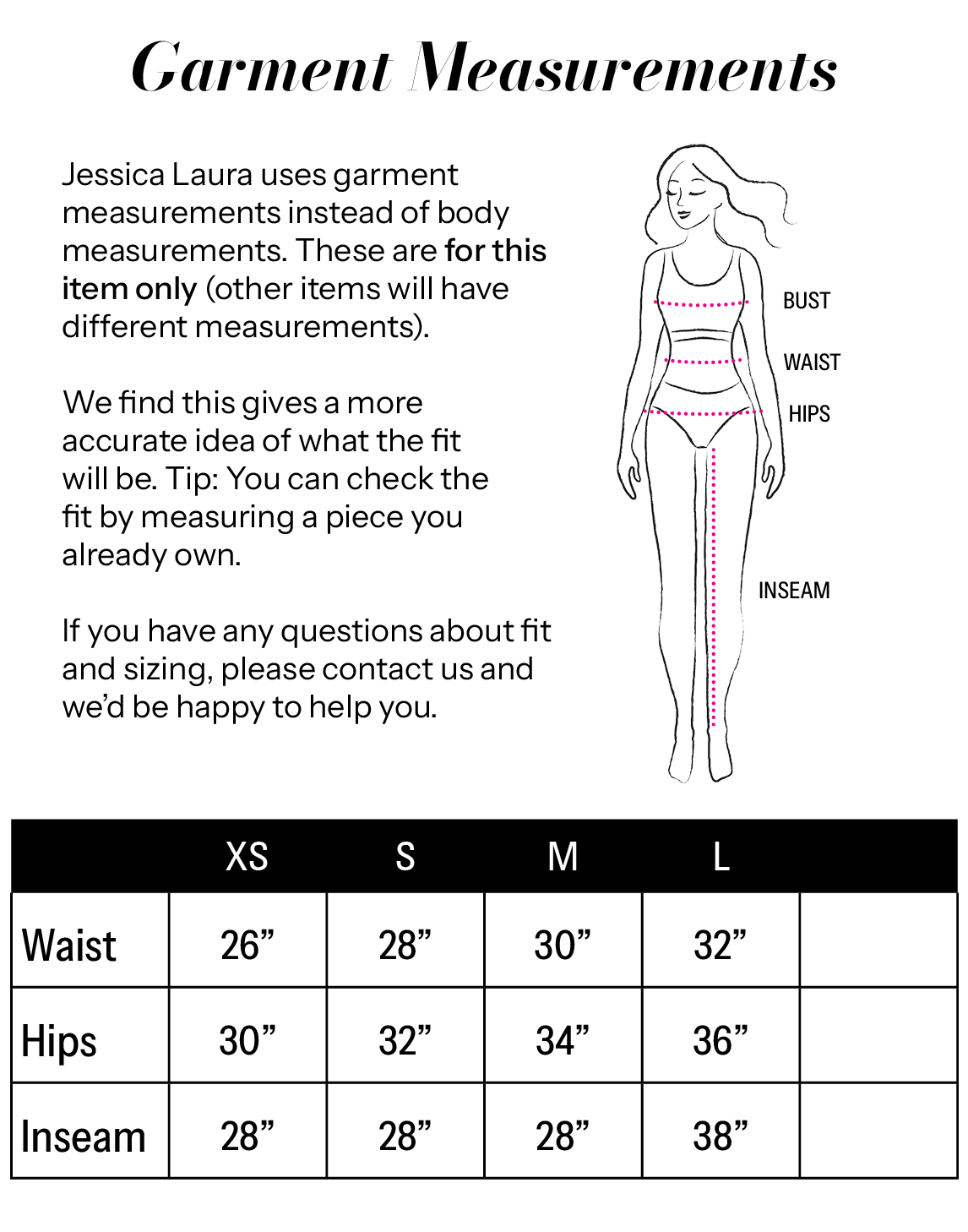The Everyday Pleat Pant size chart