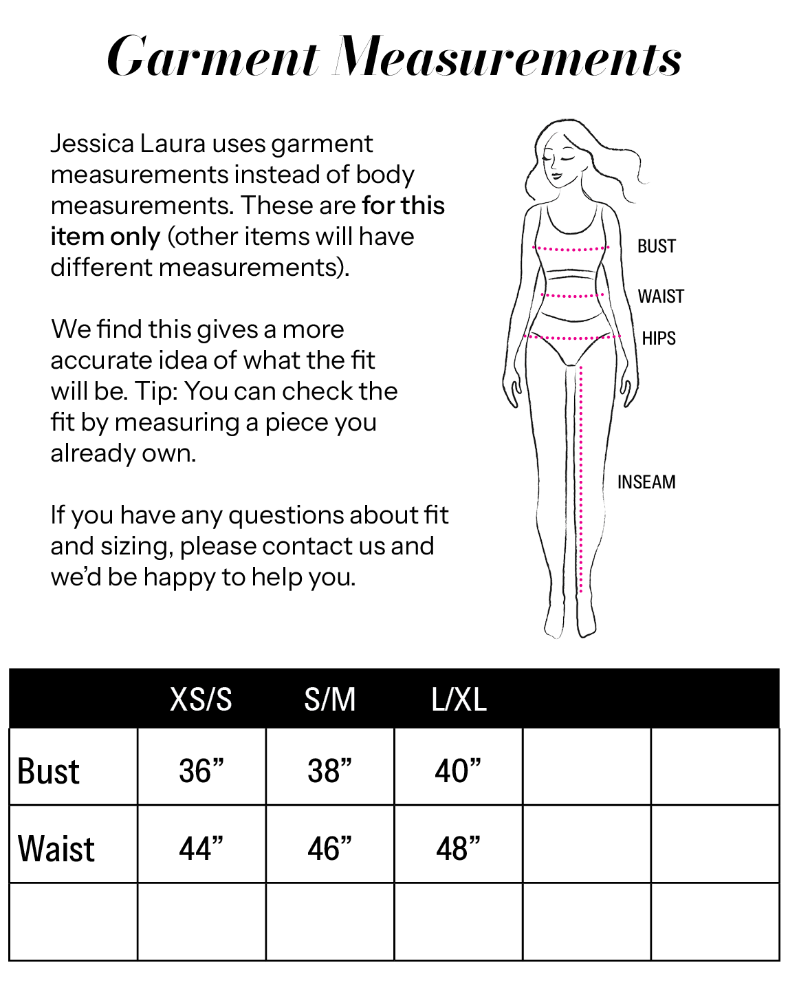Swirl Gauze Top size chart